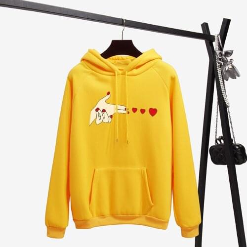 Winter Fashion Love Marksman Print Harajuku Hoodies Women Sweatshirt Winter Coat Loose Thick Pullover Lady Feminino Clothes