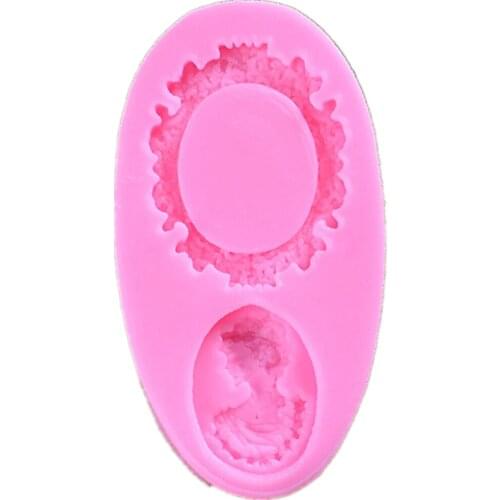 1pc Silicone Cake Mold 3D Retro Picture Frame Woman Head Sugar Chocolate Christmas Fondant Decorating 9.1*4.8*1cm H722