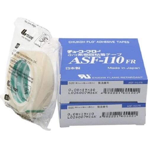10rolls/lot) Japan CHUKOH T0.08mm*W13/19/25mm*L10m ASF-110FR PTFE Heat Resistant Adhesive Tape For High-temperature Sealing