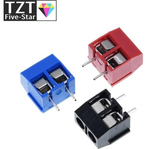 10PCS/LOT KF301-2P KF301-5.0-2P KF301 Screw 2Pin 5.0mm Straight Pin PCB Screw Terminal Block Connector Black Red and Blue