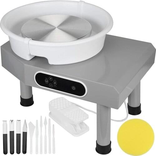 350W 25CM LCD Display Touch Screen Pottery Wheel Machine with Removable Detachable Basin for Ceramic Work Clay Art Craft