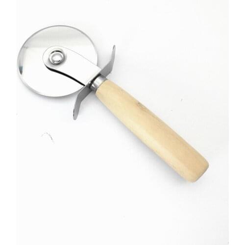 400pcs Pastry Pasta Dough Kitchen Baking Tools Stainless Steel Round Pizza Cutter Knife With Wooden Handle Free Shipping