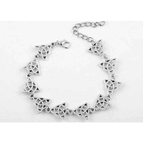 Amulet Wicca Trinity Bracelet Irish Triangle Bangle Bracelet Chain Women Men Wristband