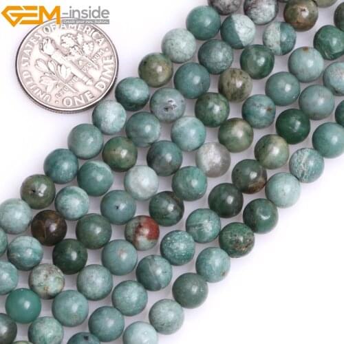 Gem-inside 6-12mm 15'' Natural Round Faceted & Smooth Green Dragon Blood Jasperss Stone Beads For Jewelry Making Beads DIY Beads