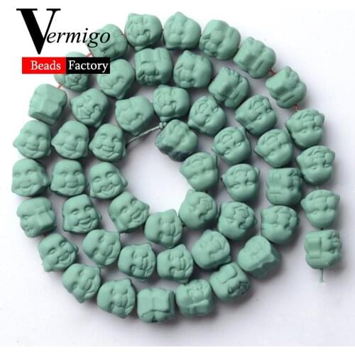Natural Stone Beads Light Green Buddha Head Nanotech Rubber Hematite Beads For Jewelry Making Loose Beads Diy Bracelets 15