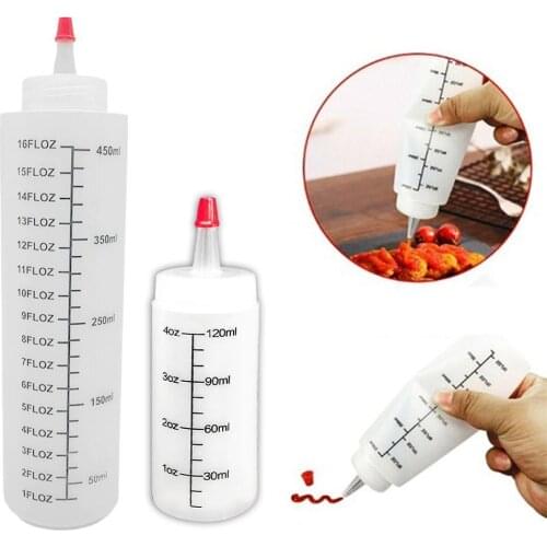120ml/450ml Squeeze Condiment Bottles With On Cap Lids Ketchup Mustard Hot Sauces Olive Oil Bottles Kitchen Accessories