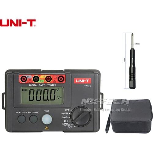 UNI-T UT521 Digital Earth Ground Insulation Resistance Tester RCD Leakage Voltage Meters Lightning Rod/Detector Low Test 2000OHM