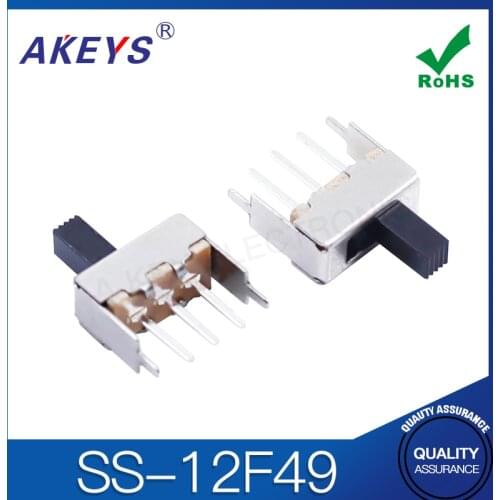 SS-12F49 1P2T Single pole double throw 2 Position slide switch 3 solder lug pin verticle type handle heights can be customized