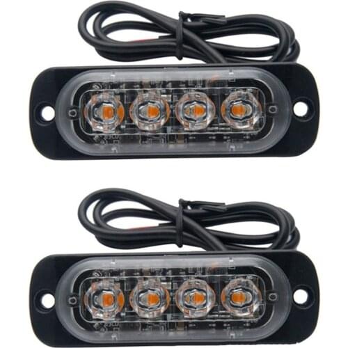 Truck 12V 24V 4 LED Strobe Warning Light Strobe Grille Flashing Lightbar Truck Car Beacon Lamp Amber Yellow White Traffic Light