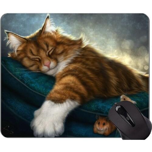 Gaming Mouse Pad Custom,Sleeping cat mouse Home Office Computer Accessories Mousepads