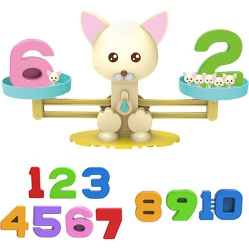 Montessori Sensory Toys Math Match Game Board Cat Hippo Match Balancing Scale Number Balance Game Educational Toys For Children