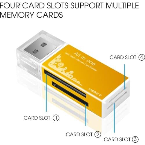 Kebidu Universal Aluminum Shell 4 In 1 Card reader Aluminum Alloy Multi-function High-speed SD TF MS Card Reader