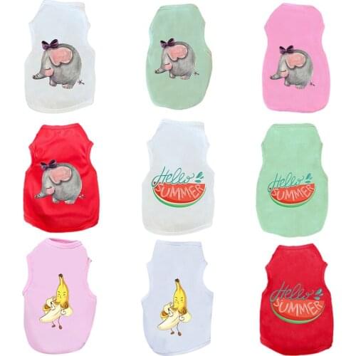 Summer Pet Breathable Thin Lovely Elephant with Purple Bowknot Printed Vest Cat Dog Polyster Sleeveless T-shirt, 4 Colors