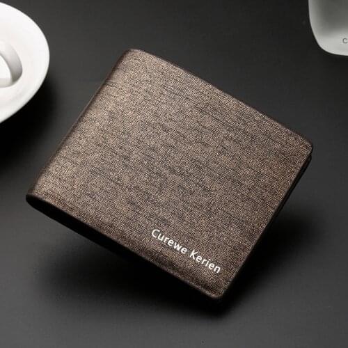 Hot Sale Simple Easy To Carry Slim Mens PU Leather Wallets Quality New Gold Blue Color 2 Fold Photo ID Credit Card Holder Purse