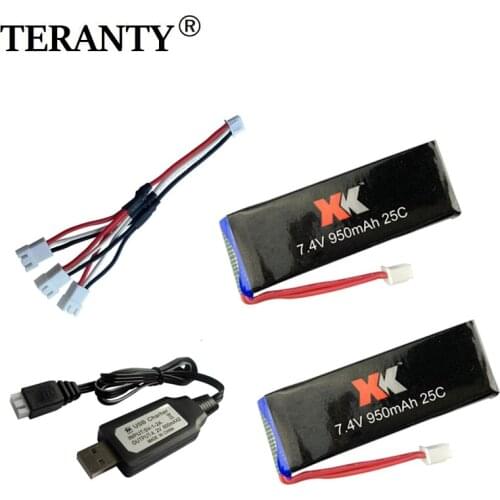 7.4V 950mAh Lipo Battery with charger For WLtoys XK X251 RC Airplane Spare Parts for 7.4v Rechargeable battery