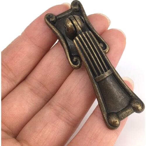 10pcs Furniture hardware vintage cabinet drawer pulls brass antique wooden jewelry box decorative knobs 66mm*21mm