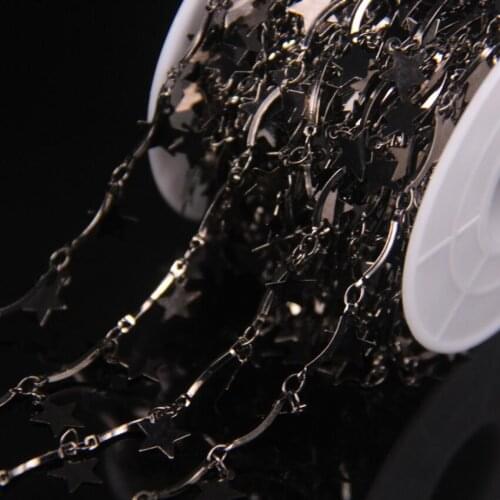 New Rosary Chain Plated Gunmetal 7mm Metal Star Dangle Charms,Fashion Brass Star Accessories Handmade Chains Necklace Jewelry