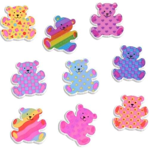 Cute Colorful Bear Flat Resin DIY Home Decoration Accessories Gift Crafts 30pcs/lot