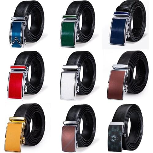 Barry.Wang Green Blue Belt for Men Automatic Buckle Genuine Leather Belt Luxury Brand For Gifts Business Wedding Party
