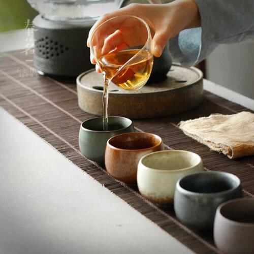 Ceramic teacups set of 5 cups chinese kung fu cup sets drinkware 80ml