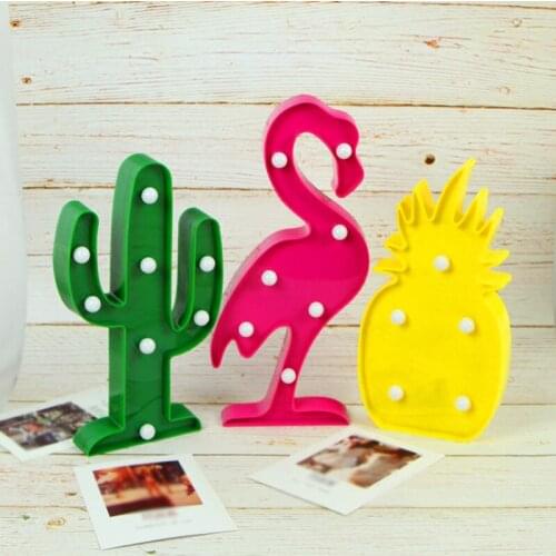 Nightlight Flamingo/Pineapple/Cactus/Tree Home Decoration Crafts Accessorie Kids Room 3D Figurines Miniatures Photography props