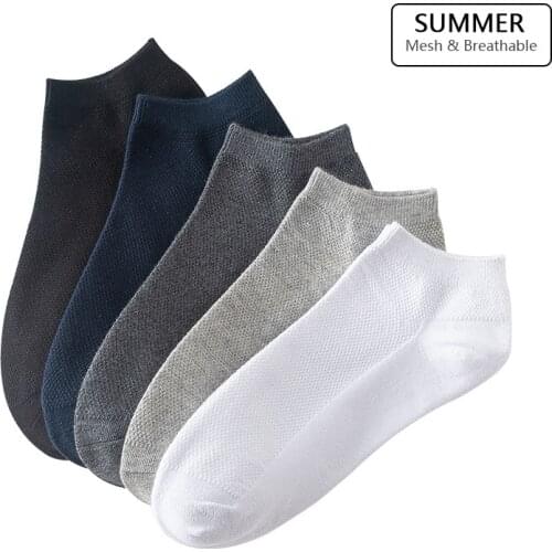 New 5Pairs/lot Men’s Socks Cotton Mesh Short Ankle Socks High Quality Summer Business Breathable Male Sock Meias Man Sox