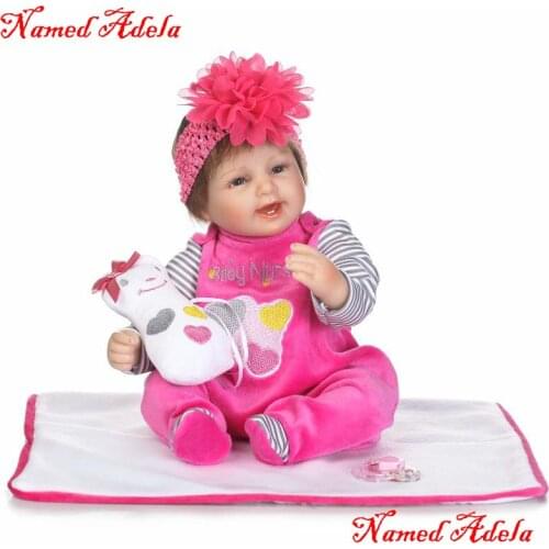 NPK silicone reborn baby dolls 16" loverly newborn baby girl dolls with snow white plush doll bebe realistic reborn bonecas