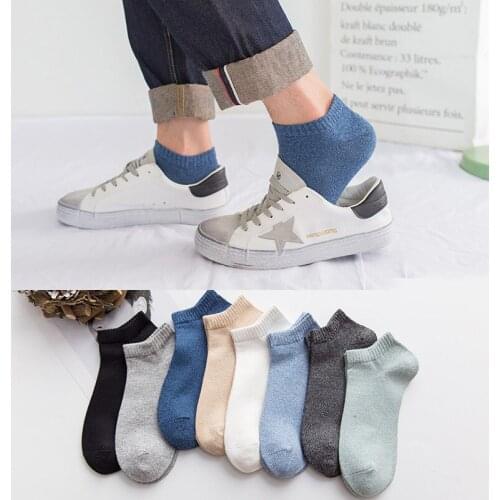 Solid Color Cotton Men Summer Invisible Socks Breathable Sport Sock Ankle Short Boat Male Silicone Anti-off calcetines Wholesale