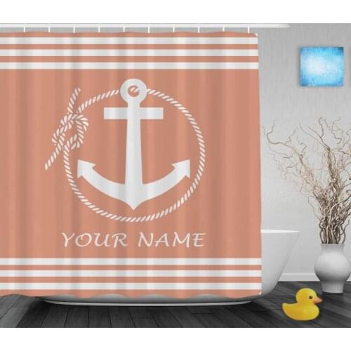 Personalized Burly Wood Rope Anchor Shower Curtain Custom Name Bathroom Shower Curtains Polyester Fabric With Hooks