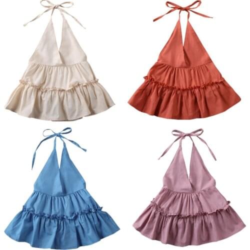 Girl Dress 2020 Newborn Baby Girl Sling Bodysuit Tutu Ruffles Dress Cotton Linen Clothes Set Summer