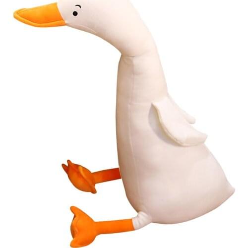 70~120cm Elastic Plush Soft White Goose Lying PP Cotton Stuffed Farmland Animal Doll Pink Grey Children Comforting Plushie Gift