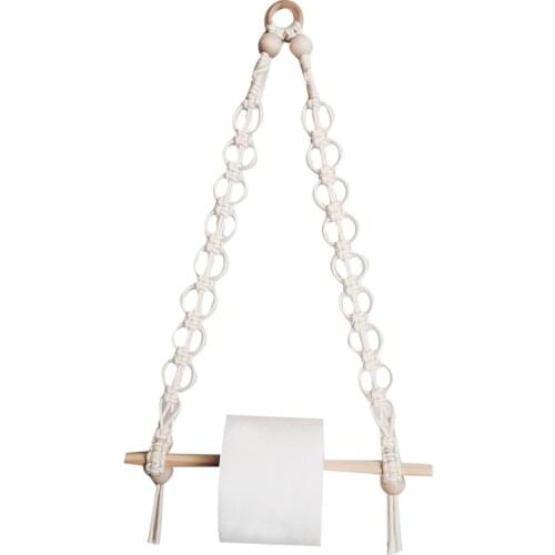 Hanging Rope Toilet Paper Holder Roll Paper Macrame Storage Rack Wall Hanging Shelves Hand-Woven Wall Decoration