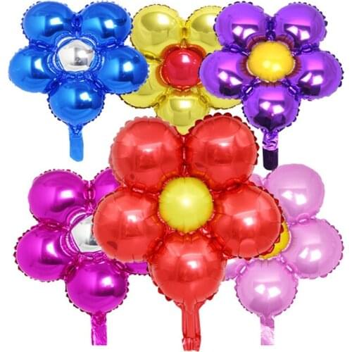 Festival supplies 40-42cm colorful flower metallic colorful foil mylar helium Balloons for Birthday wedding Party Decoration Wh