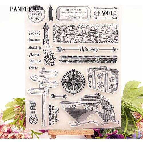 PANFELOU Travel element Transparent Silicone Rubber Clear Stamps cartoon for Scrapbooking/DIY Easter wedding album