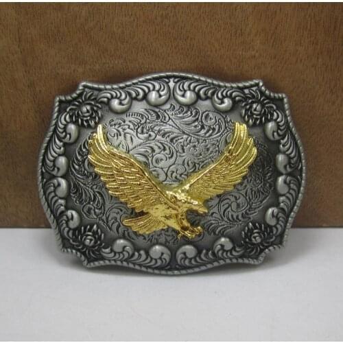 BuckleClub wholesale retro western flower eagle jeans gift belt buckle FP-03523 pewter finish for men 4cm width loop