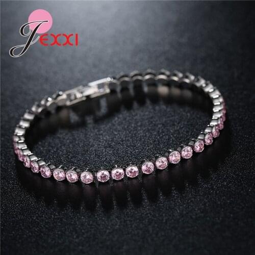 Luxury Dazzling Ladies Bracelets 925 Sterling Silver Round Cubic Zircon Beading Casual Bangles for Best Friends Gifts Hot Sale
