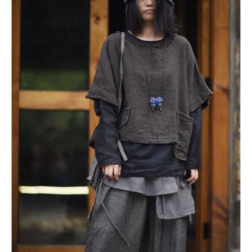 Women Loose Spring Autumn Short Sleeve Retro Linen Tops Shirt Ladies Vintage Blouse Female 2021 Short Shirts