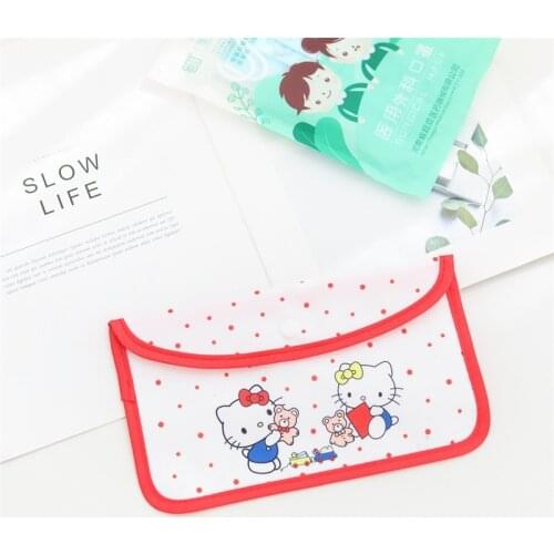 Sanrio Hello Kitty mask storage bag cute waterproof box student portable organize cartoon card bag coin purse