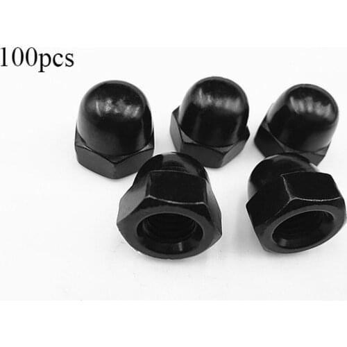 100 pcs nut acorn nut hexagon nut hexagon socket bolt nut cap black UNC1 / 4 3/8 1/2