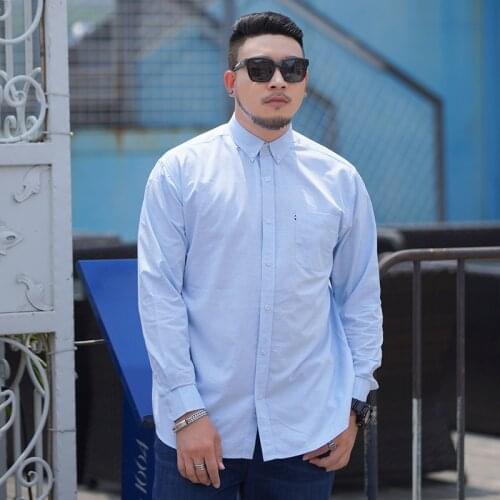 Spring Autumn Long Sleeve Shirts Fashion Men Business Shirts Cotton Regular-fit Button-down Collar Work Shirts Large Size 8XL