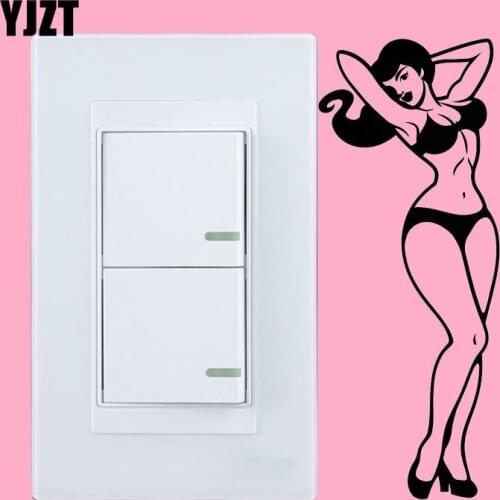 YJZT Girl Retro Sexy Woman In Swimsuit Vinyl Light Switch Sticker Decor Home Wall Decal 8SS-2468