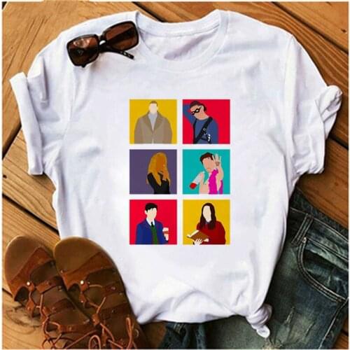 LINNA Umbrella Cha-Cha College T-shirt Ladies Casual Short Sleeve Top Streetwear Funny T-shirt