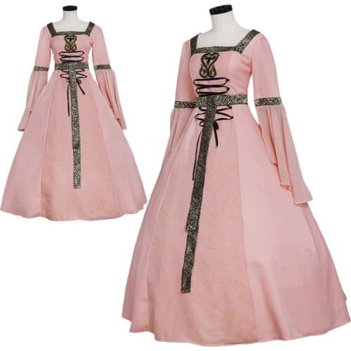 Pink Medieval Renaissance TUDOR Wedding Ball Gown Dress Costume Adult Halloween Carnival Cosplay Costume