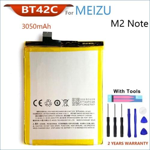 100% Original 3050mAh BT42C New Battery For Meizu M2 Note High Quality Phone Batteries With Tools+Tracking Number