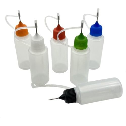 100pcs Empty Container Soft PE Vial 20ML Plastic Needle Bottles With Screw Metal Needle Cap Jar