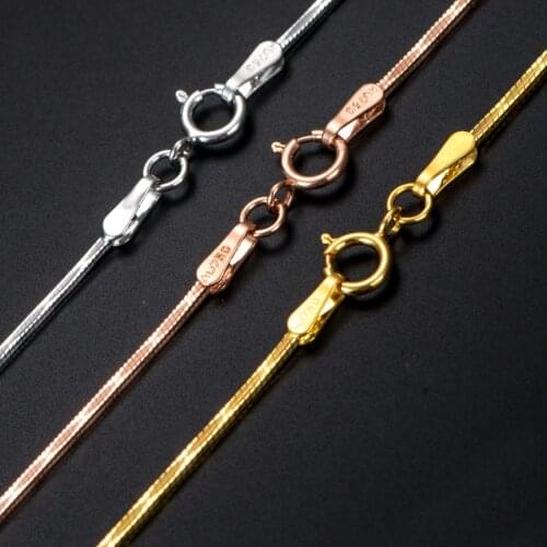 17inch Pure Gold Snake Necklace chain Women AU750 Gold Necklace