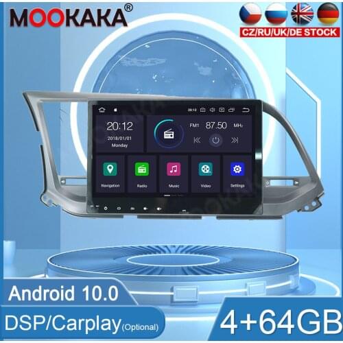 4GB+64GB Android 10.0 For Hyundai Elantra 2016- 2018 Stereo Headunit Multimedia Player Auto Radio Car GPS Navigation WIFI DSP BT