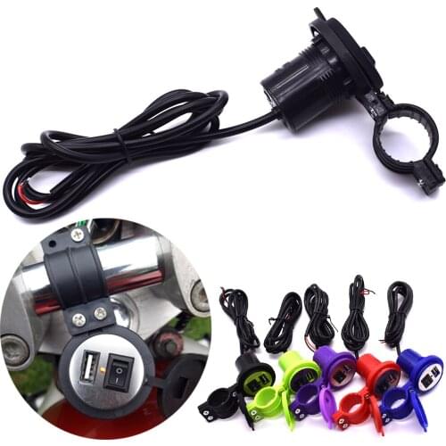 Motorcycle Accessories DC 12V-24V USB phone charger charger with switch socket plug waterproof For Yamaha kawasaki Honda Suzuki
