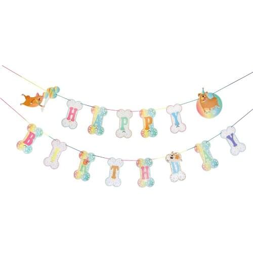 Birthday Banner Cartoon Decorative Letter Hanging Banner Party Banner For Dog For Cat