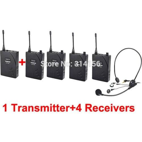 Takstar UHF-938/ UHF 938 Wireless Tour Guide System UHF 50m Operating Range 1 Transmitter+4 Receivers use for Tour guiding